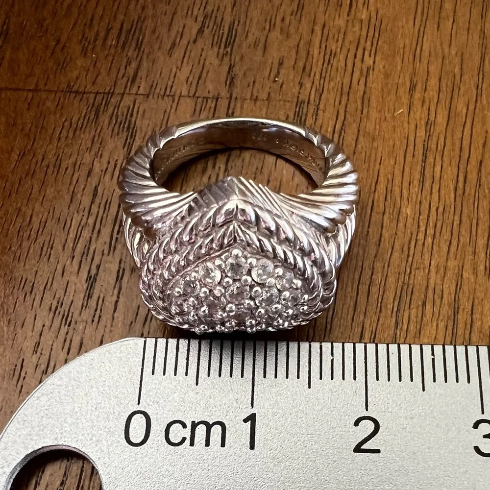 Judith Ripka Sterling Silver Pavé Heart Diamonique CZ Ring Size 6 - Picture 10 of 15